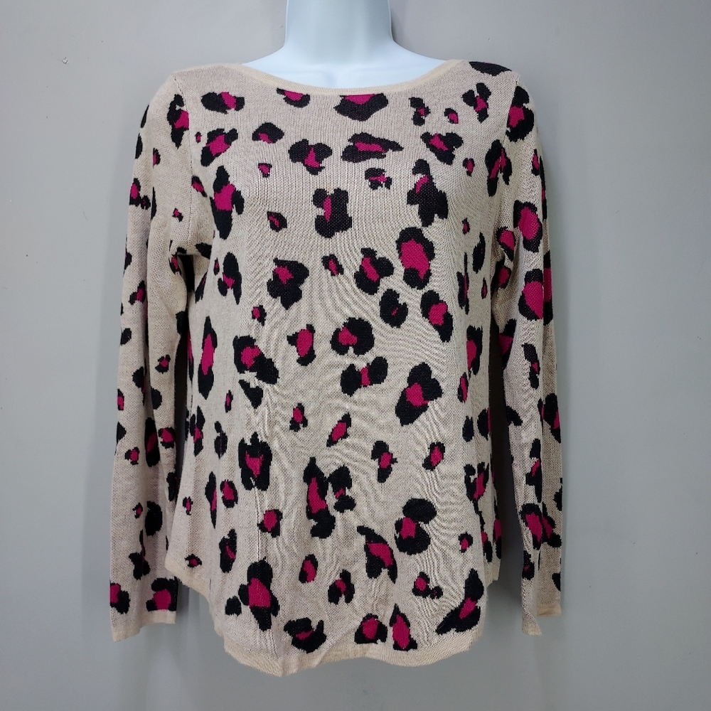 Chico's Animal Print Bateau Neck Sweater